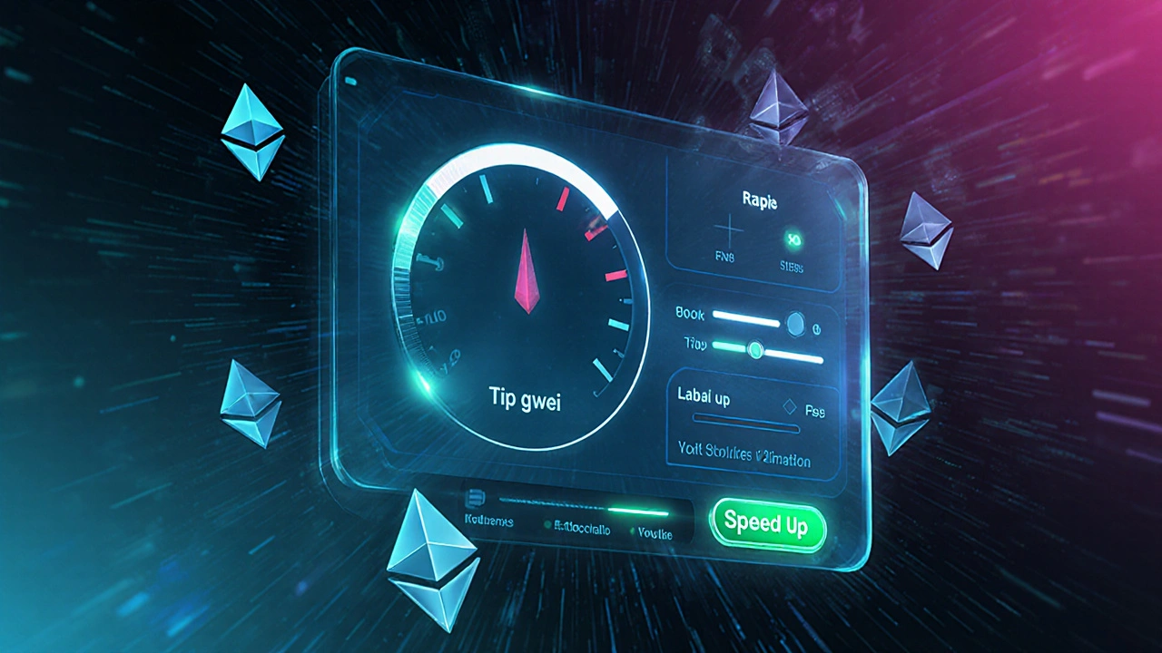 Art conceptuel d&#039;un tableau holographique où l&#039;utilisateur ajuste le tip et active le speed‑up.